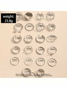 925 Sterling Silver Bracelet For Women Lock Moon Heart Charm Bracelet, Heart Rings And Decorative Faux Pearl With 22 Pieces And Korean Style Women Crystal Long Tassel Earrings Ladies Elegant Rhinestone Dangle Diamond Earrings Jewelry Accessories For Women Earrings Women Jewelry - 銀色 - 查看 5