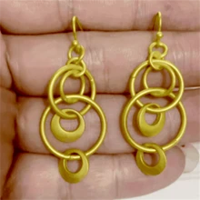 1对女士极简镂空几何圆形吊坠耳环，时尚派对首饰礼品 - 銀色 - 查看 3