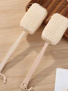 1 escova de banho de fibra de sisal natural, bucha vegetal com cabo longo para esfoliação, esfoliação das costas e massagem