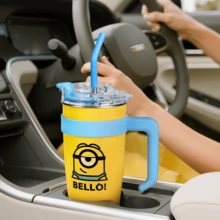 Miniso 小小兵收藏系列不鏽鋼吸管杯（1600毫升） - 黃色 - 查看 2