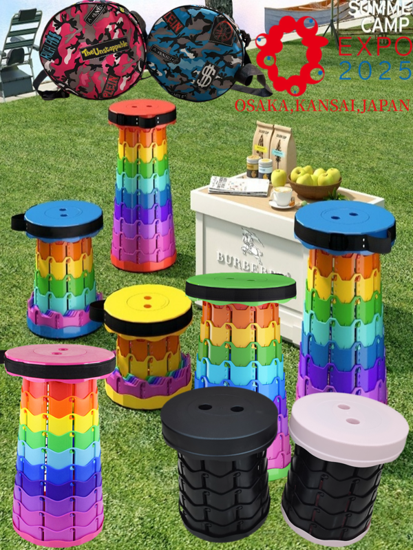 Portable Folding Telescopic Stool For Osaka Expo 2025 Queuing & Outdoor Travel – Heavy-Duty 400lbs Collapsible Chair For Long Lines, Camping, Picnic, BBQ & Hiking