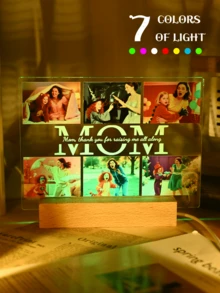 个性化照片亚克力发光牌，定制照片牌匾夜灯，送给妈妈的绝佳礼物，家居装饰，生日或节日礼物，情人节装饰时尚摆件，精致定制，独特理想礼物，送给朋友、儿子、学生、女儿、同事，周年纪念日、情人节、母亲节、生日、儿童节、毕业典礼、婚礼、办公室装饰，优雅生活，永恒的爱 - mom - 查看 11