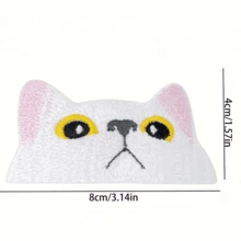 Pegatinas bordadas con forma de gato blanco triste de la marca Little Jing, con , para coser en ropa, bolsos y decorar con bordados en forma de corazón