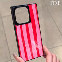 Teléfono con diseño de bloques a rayas rojas y rosas, compatible con 16 Funda para phone 16, 15 Pro, 14, 14 Plus, 13, 13 Pro, 12 Pro y 12 Pro Plus. Ofrece protección completa contra golpes, una amplia abertura, un elegante marco brillante y una excelente calidad de fabricación. - Negro - Ver 3