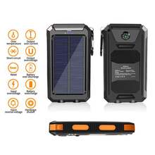 1 cục sạc dự phòng năng lượng mặt trời 10000mAh, sạc năng lượng mặt trời di động, nguồn điện dự phòng ngoài trời, hai cổng USB 5V/đèn pin LED, thích hợp cho cắm trại, du lịch, quà tặng tốt nghiệp, quà tặng tiệc độc thân, quà tặng phù dâu, quà tặng Ngày của Cha, đồ trang trí và quà tặng Halloween, quà tặng khách mời đám cưới, đồ trang trí và quà tặng tiệc sinh nhật, đồ dùng đám cưới - màu đen - Xem 7