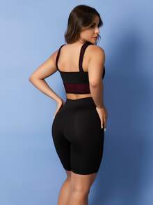 Women's Fitness Gym Set Top Short 3D Tarelles - 紅木色 - 查看 3