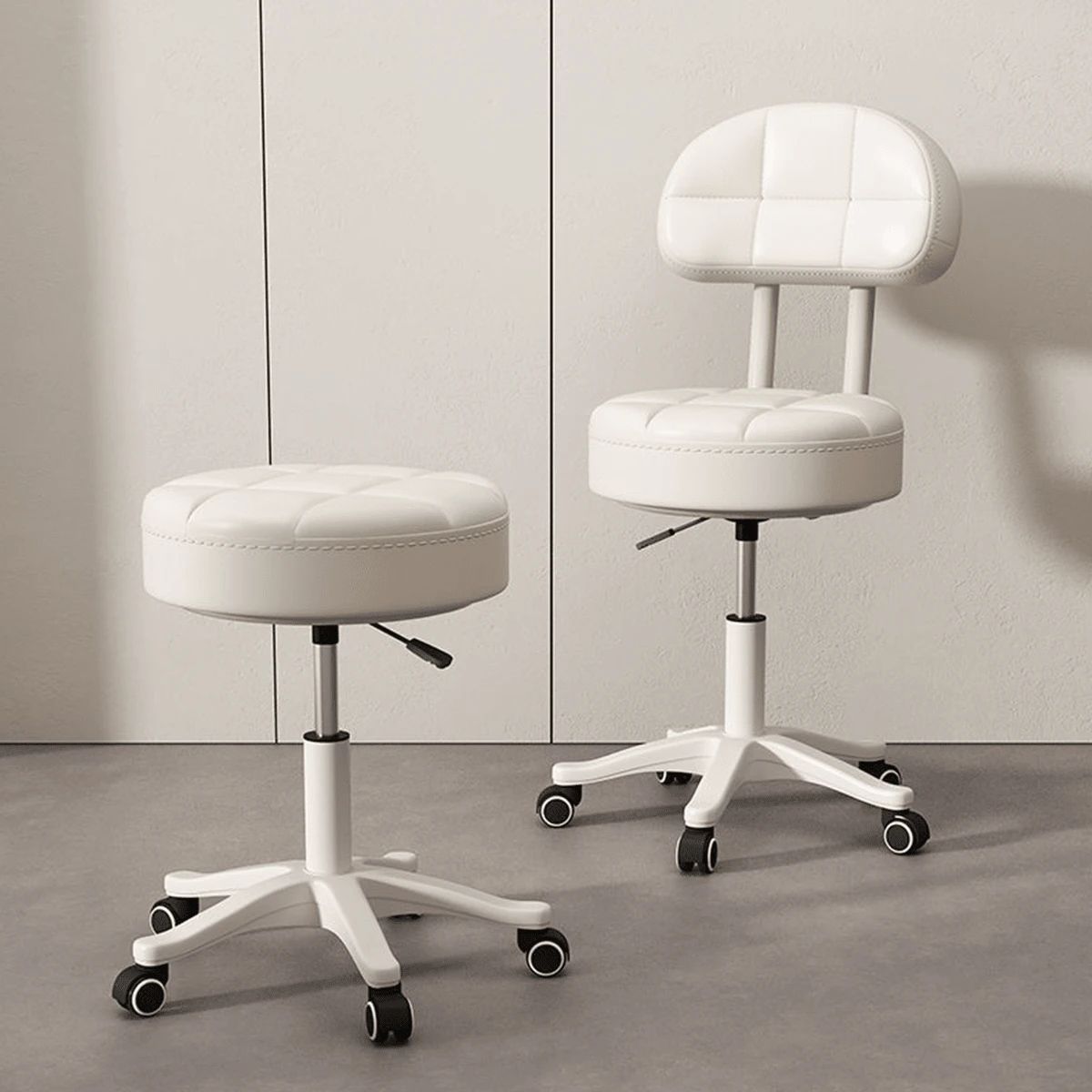 1 件靠背电脑椅，家用梳妆椅，可调节旋转书桌椅，适用于卧室、宿舍 - 白色 - 查看 1