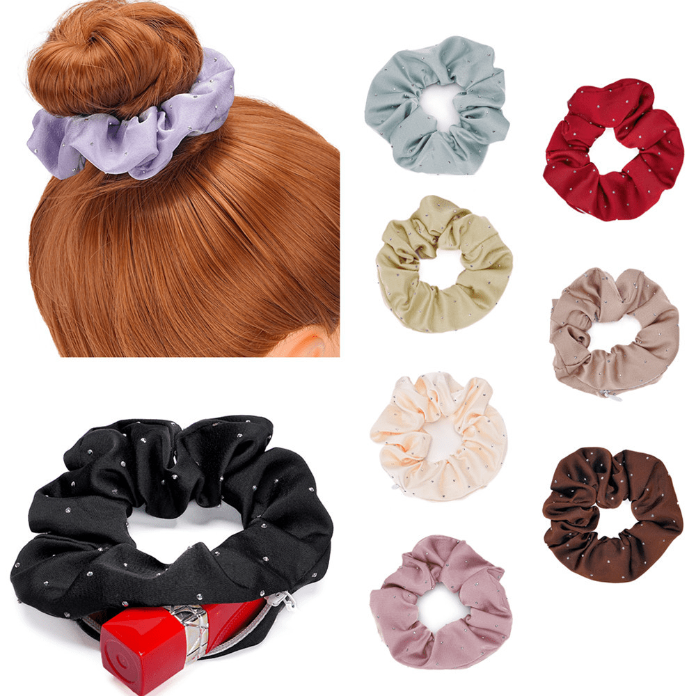 1pc Hidden Storage Hair Scrunchie, Secret Storage Bag, Travel Disguise Safety Container