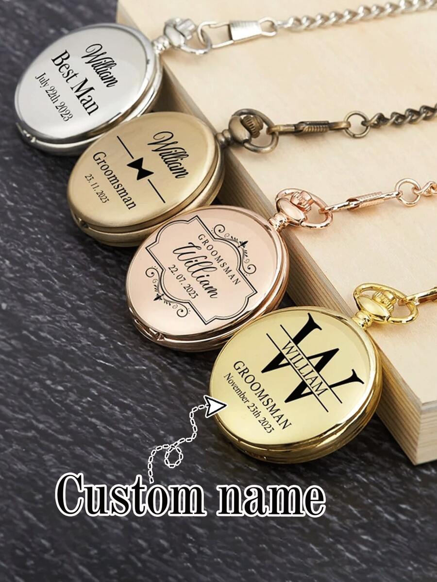 Personalized Pocket Watch, Engraved Pocket Watch, Groomsman Gift, Groom's Father Gift, Father's Day Gift, Wedding Gift