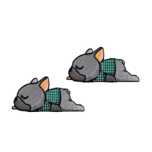 Parche bordado con logo de cachorro de bulldog francés, lindo y de dibujos animados. Adecuado para decorar en festivales y vida diaria. Puede decorarse en cualquier artículo que desee y también es una buena opción como regalo (le brindará efectos visuales inesperados).