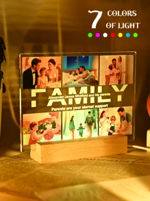 Regalo personalizado con foto para la familia, artículo de decoración del hogar personalizado, placa de acrílico con luz nocturna con foto impresa, regalo de cumpleaños para la familia, regalo de vacaciones para la familia, ornamental, exquisito, elegante, sobrio, moderno personalizado, único, regalo ideal, Día de San Valentín, decoración del Día de San Valentín, graduación, vida lenta del verano, artesanía personalizada, vintage, decoración navideña, para el día de la inauguración de la casa