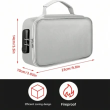 Bolso de mano organizador resistente al fuego para pasaporte, ID, efectivo, artículos pequeños, llaves, tarjetas bancarias, bolsa de almacenamiento de viaje portátil, bolsa de almacenamiento de baterías - Colección de bolsas organizadoras de ID de temporada escolar pequeña, resistente al fuego - Plateado - Ver 4