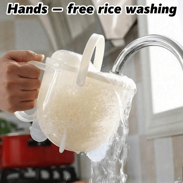 1pc Handsfree Rice Washer, Easy Slouchy Rice Washing Machine, Grain Cleaning Filter, Quick Slouchy Automatic Rice Washer, Double Flow Draining Basket, Rice Washing Basket, Storage Basket, Kitchen Tool, With Handle Kitchen Strainer, Suitable For: Kitchen, School, Party, Holiday Gathering
