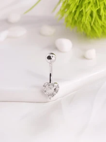 1 pieza Anillo de Ombligo con Forma de Corazón de Circonita Cúbica, Joyería de Piercing Corporal para el Día de San Valentín