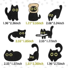 1 pieza/8 piezas Parches de planchar de gato negro con diseños divertidos de memes, animales de dibujos animados lindos con cuchillo y pan, para coser, reparar, bordar, aplicar, estética, gatito, manualidades DIY, accesorios, regalos para amantes de las mascotas, ropa, mochila, sombrero (Brindándote efectos visuales inesperados)