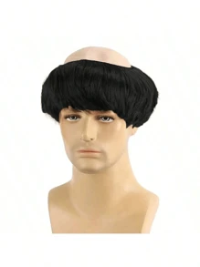 秃头合成假发男士棕色直发无塑料帽时尚僧侣角色扮演服装配饰感恩节和校园节日服装/自然外观/光滑质地万圣节秃头帽 - 彩色 - 查看 10