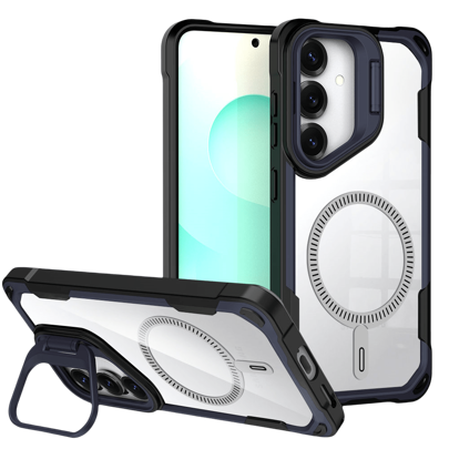 Creative Cool Lens Holder Magnetic Minimalist Transparent Four-Corner Anti-Fall Magnetic Collision Color Phone Case Compatible With Apple 16PM/15/14/13/12/11, S25 Ultra/S24 Etc.