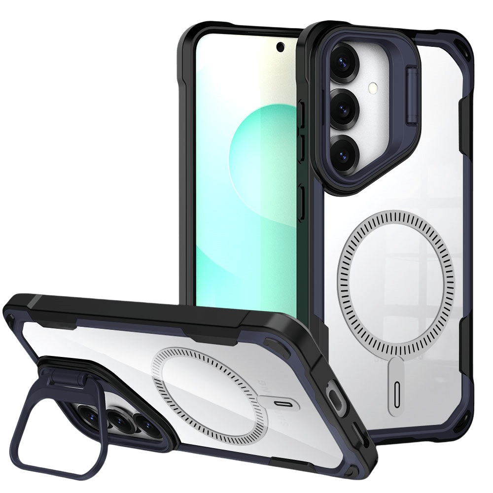 Creative Cool Lens Holder Magnetic Minimalist Transparent Four-Corner Anti-Fall Magnetic Collision Color Phone Case Compatible With Apple 16PM/15/14/13/12/11, S25 Ultra/S24 Etc.