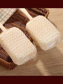 1 escova de banho de fibra de sisal natural, bucha vegetal com cabo longo para esfoliação, esfoliação das costas e massagem