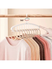 Organizador de perchas plegable de 11 agujeros, sistema de almacenamiento de armario portátil y montable en la pared de plástico antideslizante y de múltiples funciones, con capacidad de almacenamiento cerrado de 3.2 pies cúbicos - Ligero (1 pieza)