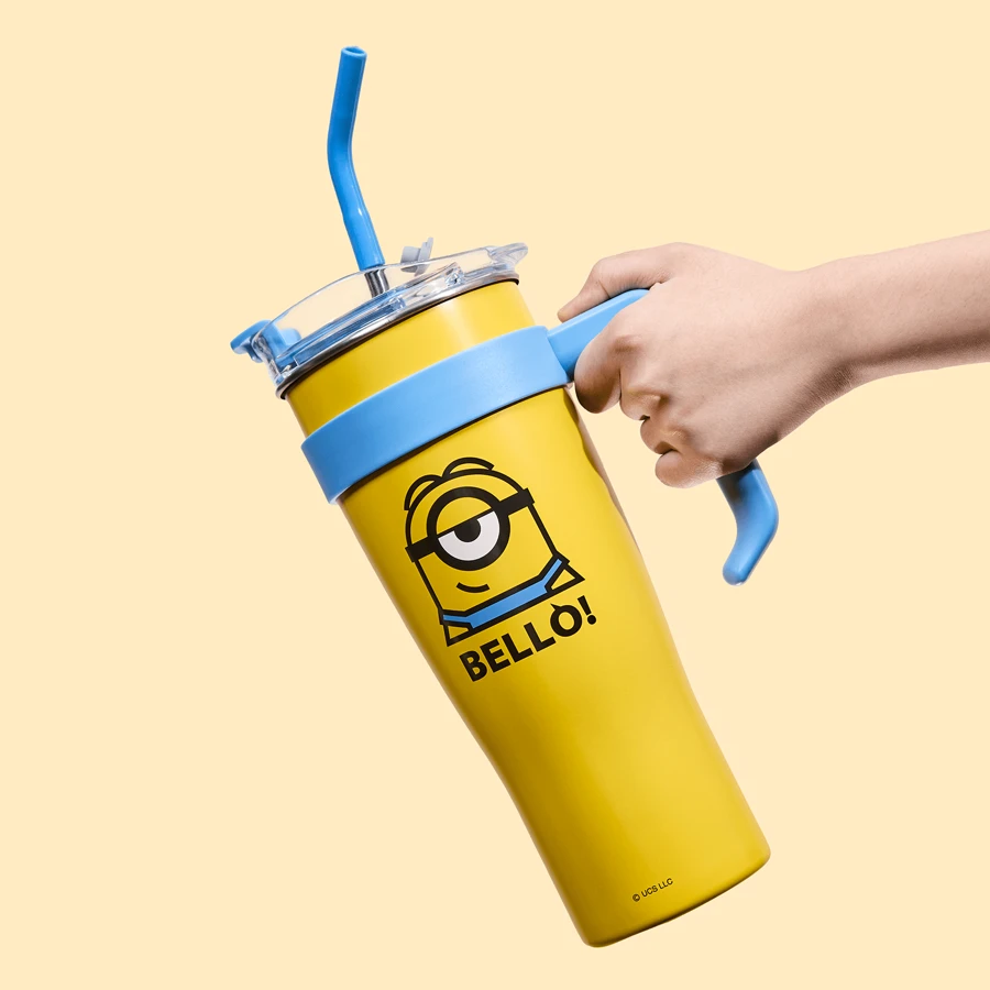 Miniso 小小兵收藏系列不鏽鋼吸管杯（1600毫升） - 黃色 - 查看 1