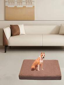 1pc Alpaca Fleece Washable Large Dog Bed, Warm Pet Nest For Winter, Dedicated Dog Sleeping Mat - Coffee Brown - View 2