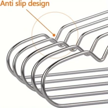 50 شماعة من الفولاذ المقاوم للصدأ، بطول 41.91 سم مصقول، مزود بأخاديد مانعة للانزلاق، مناسب للمعاطف والبدل والفساتين وتنظيم التخزين في خزائن الملابس وغرف الغسيل.