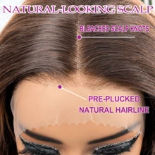 200% 密度巧克力棕色 13x4 长直发蕾丝前假发，人发混合，预拔婴儿头发，5x5 女士无胶假发，无胶蕾丝前闭合，可日常佩戴