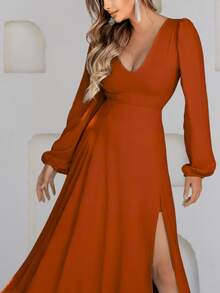 Scarlet NM Nana Marie Terracotta Long Dress Women's Terracotta Dress - 紅陶 - 查看 3