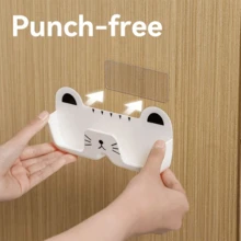 1/2pcs Wall-Mounted Sunglass Organizer, Cute Cat-Shaped Sunglasses Holder, Space Saving Eyeglasses Display Stand, Punch-Free Glasses Storage Rack For Entryway, Living Room, Bedroom, Bathroom, Office, Dorm. Home Decor.