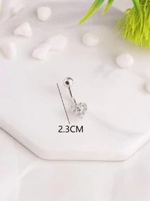 1 pieza Anillo de Ombligo con Forma de Corazón de Circonita Cúbica, Joyería de Piercing Corporal para el Día de San Valentín