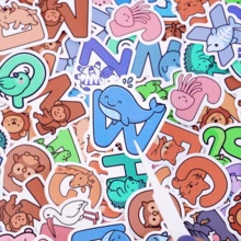 52pcs Animal Alphabet Stickers, Suitable For Stationery, Creative Products, Water Bottles, Toys, Spelling & Writing