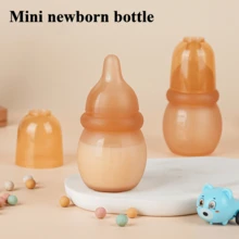 2 peças/1 peça 60ml/2,03oz Conjunto de Mamadeira Miniatura de Silicone para Bebê + Bico de Silicone, Imita a Amamentação, Mamadeira Anti-Cólica, Silicone Macio para Recém-Nascidos, Ótimo Presente para Recém-Nascidos - Multicolorido - Visão 3