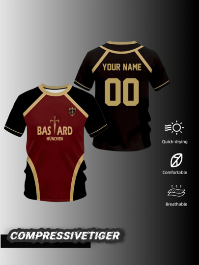 Blue Lock Anime "Bastard Munchen" Football Jersey, Anime Football Jersey, Caesar T-Shirt, Anime Gift. Printed Pattern, Streetwear Summer Sports, Anime Fan Apparel
