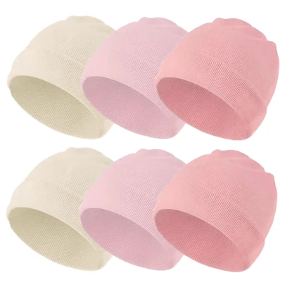 6pcs Baby Newborn Hats, Unisex Infant Double-Layer Soft Beanie Caps, Suitable For Baby Boys And Girls, 0-24 Months