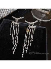 925 Sterling Silver Bracelet For Women Lock Moon Heart Charm Bracelet, Heart Rings And Decorative Faux Pearl With 22 Pieces And Korean Style Women Crystal Long Tassel Earrings Ladies Elegant Rhinestone Dangle Diamond Earrings Jewelry Accessories For Women Earrings Women Jewelry - 銀色 - 查看 6