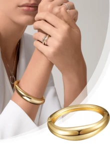 Yanxyad 女士粗金袖口手镯黄金个性手镯套装臂袖上臂朋克珠宝女士粗金手镯手镯厚袖口大号个性套装女士金手镯粗手镯 - 金色 - 查看 4