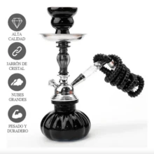 Shisha Hookah Narguile doble manguera salida moderna decorativo alta calidad fumador duradero cachimba para fumar tabaco y esencia diseño elegante accesorios narguile para reuniones y fiestas - Negro - Ver 2