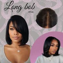 Short Long Bob Wig 40cm - Modern Cut, High Quality Fiber | Yan Hair - 黑色 - 查看 1