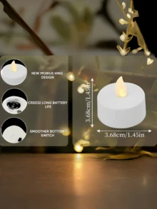 6/12/24 đèn trà LED không ngọn lửa có điều khiển từ xa, nến chạy bằng pin nhấp nháy, đèn LED điện chân thực hơn 200 giờ, thích hợp để tặng, trang trí bàn ăn, đám cưới, tiệc tùng, trang trí nhà cửa, kỷ niệm, giáng sinh, trang trí Halloween - trắng - Xem 9