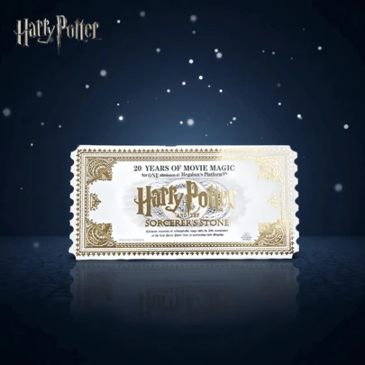 WB 1PC Harry Potter Officially Licensed Hogwarts Stamping Movie Ticket Stubs  Movie 20th Anniversary Ticket Stubs Movie Peripheral Party Dress Up Props Creative Stationery Bookmarks Room Decorations Ornaments Christmas Halloween Birthday Surprise Gifts For Friends And Family Harry Lovers