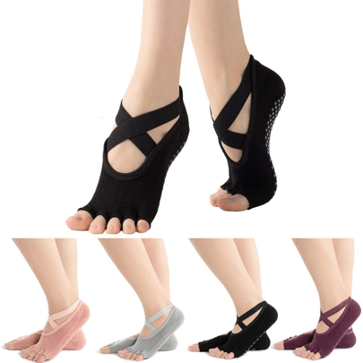 3/4 pares de calcetines de yoga antideslizantes para mujer, calcetines con agarre, calcetines neutros para hospital, soporte para el tobillo, calcetines deportivos amortiguadores