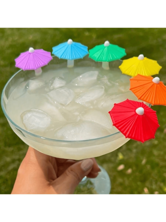 1/6pcs Umbrella Drink Markers, Reusable Cocktail Cup Tags, Umbrella Drink Charms, Drink Hanging Tags Set, Umbrella Drink Labels, Colorful Umbrella Drink Identifiers, Party Beach Cup Identifiers, Party Supplies Bar Accessories
