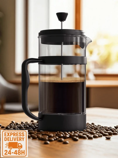 Kichly [ EXPRESS DELIVERY ] 350 Ml French Press Coffee Maker & Tea Infuser With Triple Micro-Mesh Stainless-Steel Filters, Heat-Resistant Borosilicate Glass Carafe Inside Insulated Non-Slip Plastic Frame, Premium Odor-Free Steel Plunger & Detachable Infuser Basket, Reusable Coffee Press Brewer For Home, Office & Travel, Premium Grind-To-Cup Flavor Extraction System, Reusable Filters, Stylish Modern Kitchen Gadget In Grey, Aqua, Black, Plum & Red