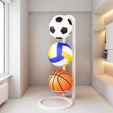 Versatile Multi-Sport Ball Storage Rack For Home Use – Sturdy Organizer Shelf For Basketball, Football, Volleyball, And Sports Balls, Space-Saving Display Rack, Easy-Install Home Gym And Family Room Mount, Durable, Neat, Modern Organizer For Adults - White - View 3