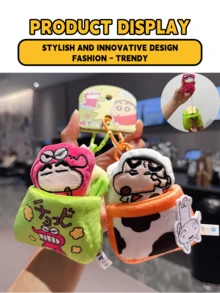 Brelok do kluczy w kształcie pluszowej drzemki Crayon Shin-Chan z pętelką do zawieszania, uroczy wzór z postacią z kreskówki, miękki pluszowy materiał, wykwintne wykonanie, kreatywne łóżeczko i ubranko do spania, idealny prezent dla fanów anime w każdym wieku, nadaje się do codziennego użytku, do kolekcji, na przyjęcia, dodaje radości i uroku Twojemu życiu. - Wielokolorowe - Zobacz 3