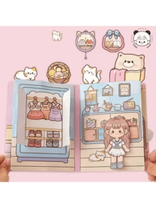 Pre-Cut Colorful Paper Doll Stickers For DIY Craft, Quiet Book, Handmade Activity Toys For Cat Cafe Theme, New Design Educational Collage Books,Back To School - Multicolor - View 4