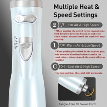 4 In 1 Rotating Hot Air Brush, One Step Volumizing Hair Dryer And Styler, Curling Brush, Straightening Brush, 360° Auto Rotate, 2 Interchangeable Brush Heads, Ceramic Coating Leaves Hair Soft And Shiny, Suitable For All Hair Types, Creates Vibrant And Stylish Curls And Silky Hair, Holiday Gift!
