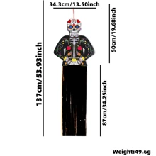 2pcs Mexican Day Of The Dead Skeleton Bride & Groom Paper Hanging Decor With Tassels, Halloween Holiday Home Garden Spooky Funny Decoration