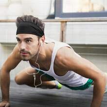 3 Pcs Black Non Slip Sports Elastic Hair Bands For Women & Men, Solid Color Running & Yoga Hair Accessories